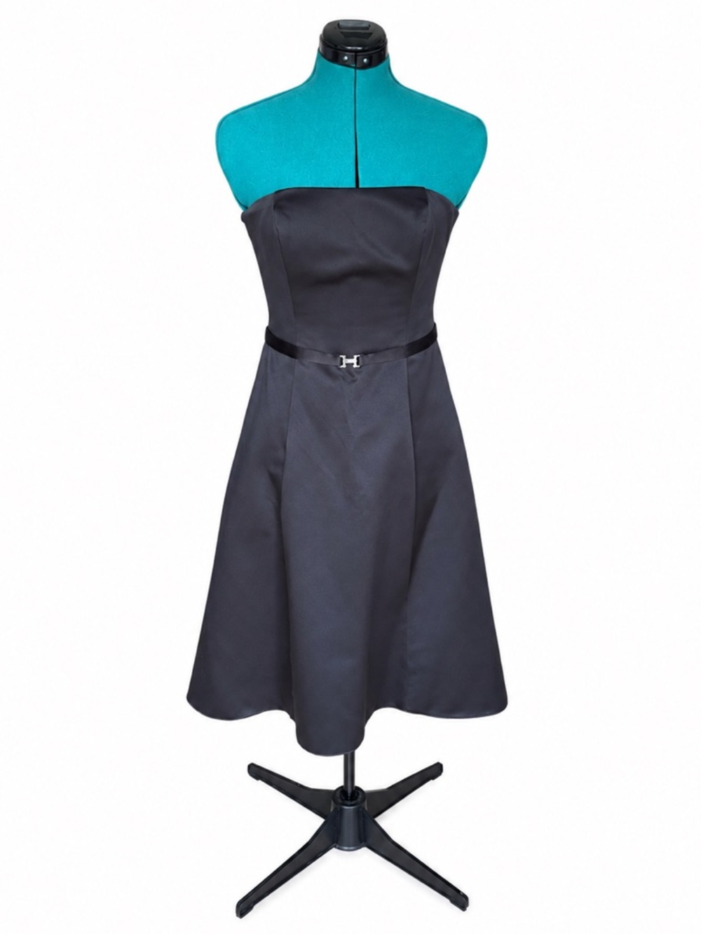 Michaelangelo Strapless Black Cocktail Dress w Accented Waist Belt - Size 6
